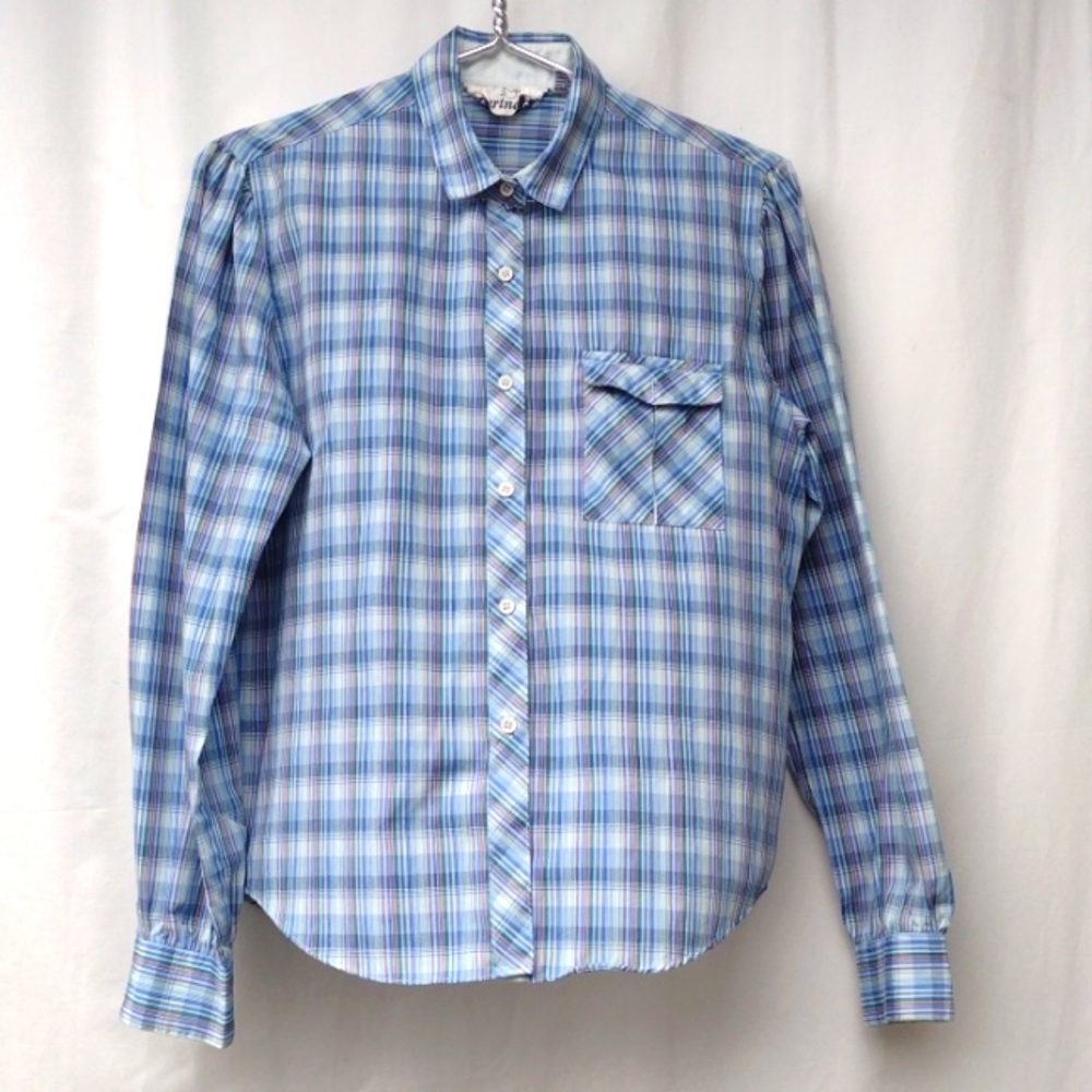 Partners Blue Plaid Shirt Vintage 14